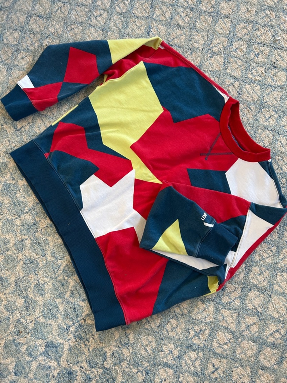 90s Colorblock Sweatshirt - Red, Navy & Yellow